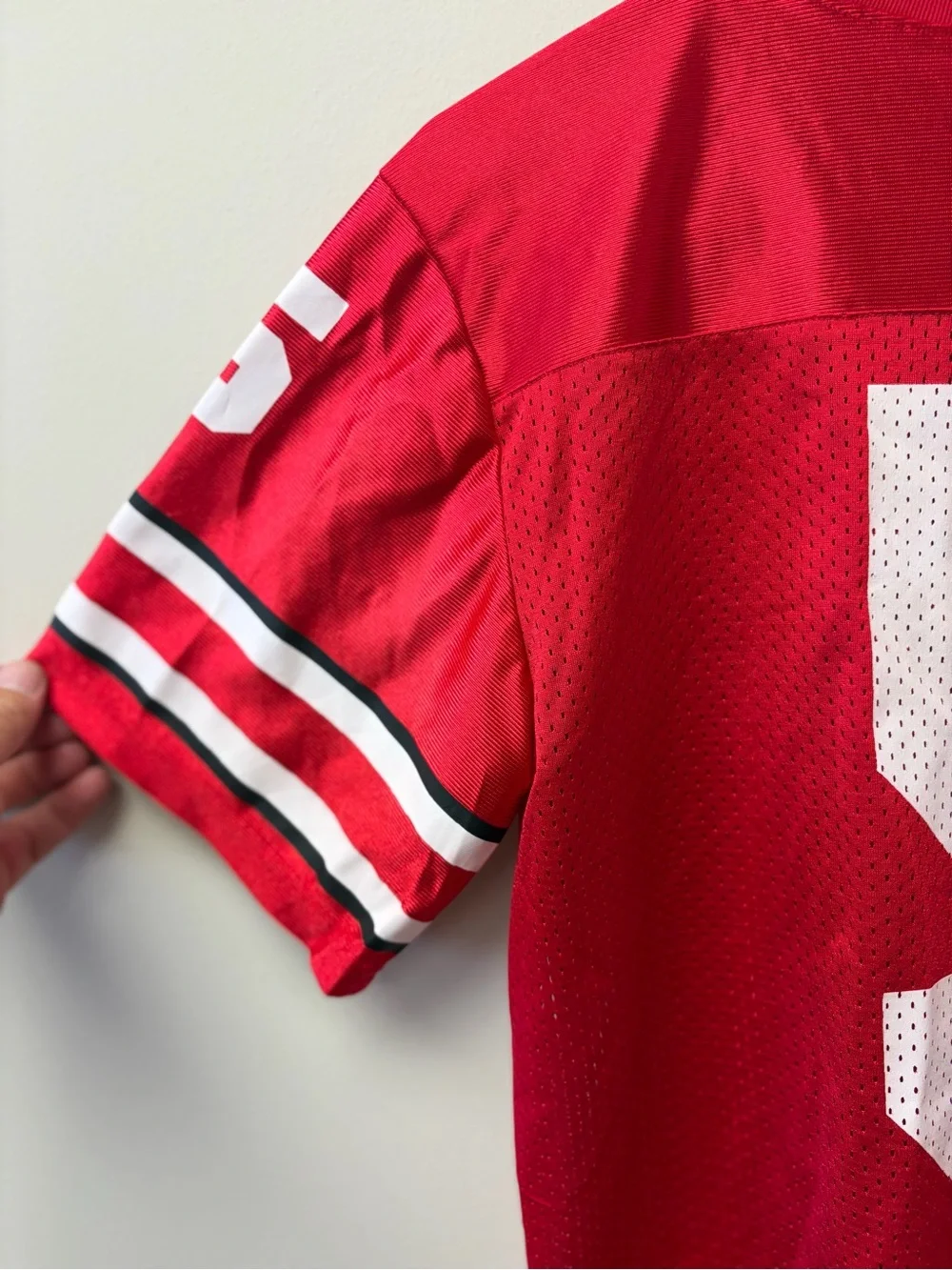 Nike Red Youth Football Jersey with White Number 5